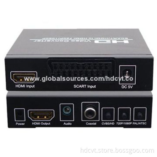 SCART + HDMI ® Converter with Digital Coaxial Audio, Analog Stereo Audio Output Formats